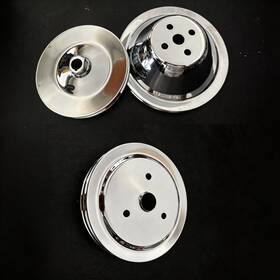 Espeedpro21 Esp-bt-382123959 Chrome Chevy Sbc Short Water Pump Power Steering Crankshaft Pulley 1/1/2 Groove