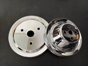 Espeedpro21 Esp-pl-548r91 Sbc Pulley Set Double Groove Swp283-350 Steel Chromed Finish Upper And Lower