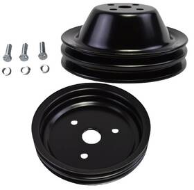 Gearhead 9601 9603 3 5# Short Water Pump Sbc Small Block Chevy 2 Groove Black Steel Pulley Kit 283 350