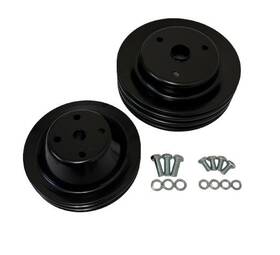 Gearhead 9605 9608 7 5# Long Water Pump Sbc Small Block Chevy 2 Groove Black Steel Pulley Kit 327 350