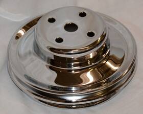 Gh 9723 Chrome Big Block Chevy Long Water Pump Double Groove V-belt Pulley 396 454 Bbc