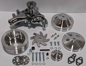 Gh Wp006c Long Water Pump Pulley Kit V Belt Sb Chevy Sbc 305 350 400 2/3 Groove Aluminum