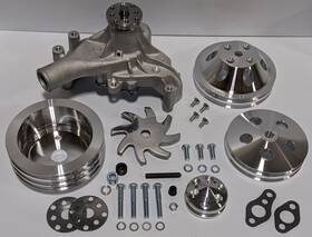 Gh Wp006raw Long Water Pump Pulley Kit V Belt Sb Chevy Sbc 305 350 400 2/3 Groove Aluminum