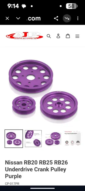 01egj008apl Godsnow Crank Pulley For Nissan Skyline Gt-r Rb20 Rb25det Rb26 R32 R33 R34 89-02 Purple