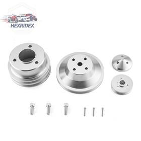 He He-70505014 Billet A/c Water Pump V-belt Pulley Kit For Big Block Chevy Lwp Bbc 396-427-454