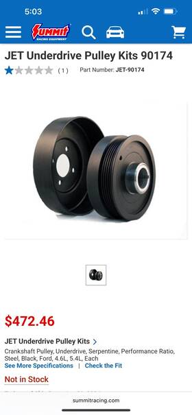 Jet Performance Products 90174 Pulley Kit F150 01-03 4.6 5.4 Under Drive Pulleys