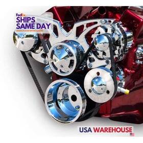 March Performance 2115000 21150 Kit Sbc Style Track Pulley Set Alt A/c With P/s Parts