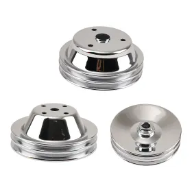 283-350 Maxpeedingrods 0aplh6 Chrome 2 Groove Long Water Pump Combo For Small Block Chevy Kit