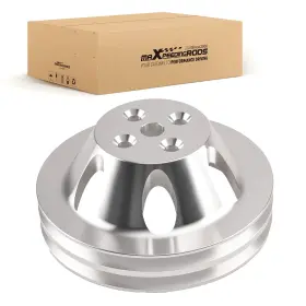 1hyxv2 Maxpeedingrods Chrome Short Water Pump Swp Pulley 2 Grooves Satin For Chevy Big Block 396 - 454