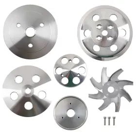 3l4b79 Maxpeedingrods Crankshaft Pulley Kit Triple Groove For Chevy Small Block 350 Swp Aluminum