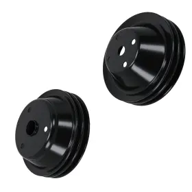 47wrvu Maxpeedingrods Double Groove Black Steel Long Water Pump And Crankshaft Pulley For Sbc Chevy 305