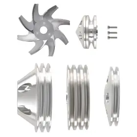 283-350 Maxpeedingrods 5ka0zh Crankshaft Pulley Kit Triple Groove Fit For Small Block Chevy Aluminum