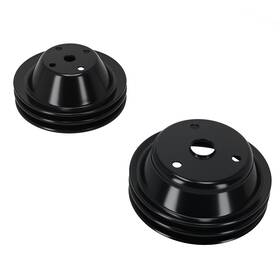 Maxpeedingrods 5rdc3t Double Groove Black Steel Long Water Pump And Crankshaft Pulley For Sbc Chevy 305