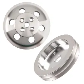 283-350 Maxpeedingrods 6v5nl3 Double Groove Water Pump Pulley For Chevy Small Block Short Sbc V8