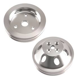 Maxpeedingrods 7tf3jz Polished Double Groove Drive Kit For Chevy Sbc 283-350 Short Water Pump Pulley