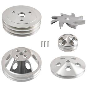 Maxpeedingrods 80alqn Short Water Pump Grooves Aluminum Pulley Kit Sbc 350 Swp For Small Block Chevy