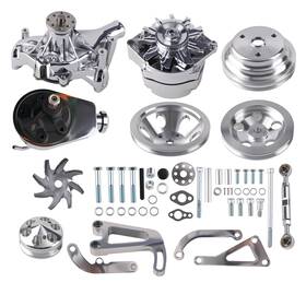 Maxpeedingrods 962erc Complete Engine Drive Kit For Long Water Pump 1958-1995 Chrome Finish System