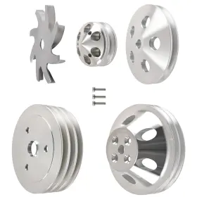 283-350 Maxpeedingrods 9wu2br Crankshaft Water Pump Pulley Set For Chevy Aluminum Triple Groove