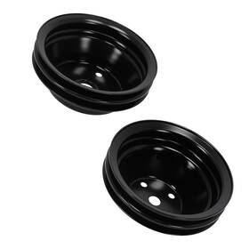 Maxpeedingrods Bf0v47 Black Steel Long Water Pump And Crankshaft Pulley For Sbc Chevy 267 350 400