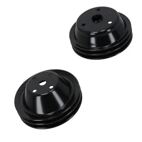 Ez8dw2 Maxpeedingrods Double Groove Black Steel Long Water Pump And Crankshaft Pulley For Sbc Chevy