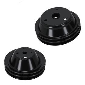Maxpeedingrods G6q2z0 Black Steel Long Water Pump And Crankshaft Pulley For Sbc Chevy 350 400 327
