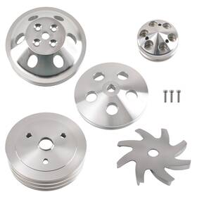 Maxpeedingrods G6urv1 Small Block Short Water Pump 2/3 Grooves Aluminum Pulley Kit For Chevy Sbc 350
