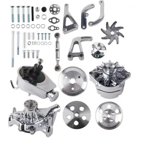 Infr34 Maxpeedingrods Small Block Chrome Kit For Chevrolet With Long Water Pump Alternator Ps