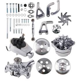 Maxpeedingrods Jrxg35 Engine Drive System Kit For Long Water Pump Applications 1958-1995 Chrome Finish