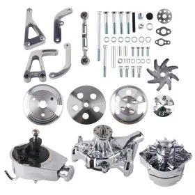 K840ol Maxpeedingrods Sbc V-belt Chrome Accessory Kit For Chevrolet With Long Water Pump Complete