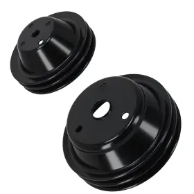 Lz6vxa Maxpeedingrods Black Steel Long Water Pump And Crankshaft Pulley For Small Block Chevy Sbc