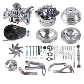 N0zs34 Maxpeedingrods Engine Drive Components Kit For Long Water Pump 1958-1995 Chrome System
