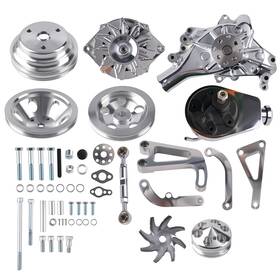 Maxpeedingrods N3a4u2 Sbc Chrome Alternator And Ps Pump Kit For Chevrolet With Long Water Lwp