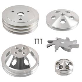 Maxpeedingrods Ov1a6m Crankshaft Water Pump Pulley Kit Triple Groove Fit For Chevy 283-350 Aluminum