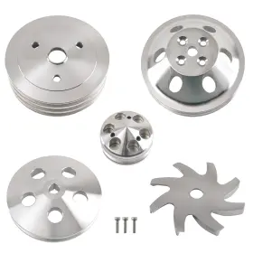 283-350 Maxpeedingrods Px63ez Crankshaft Water Pump Pulley Kit Aluminum For Small Block Chevy