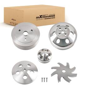 Maxpeedingrods Q57on2 Crankshaft Pulley Kit Aluminum For Chevy Small Block 283-350 Water Pump