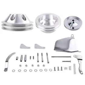 S81zl5 Maxpeedingrods 1/2 Groove Water Pump Pulley And Bracket Kit For Small Block Chevy 262 265 267 283