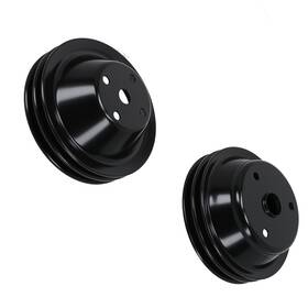 Maxpeedingrods Y8lwx1 Chrome Double Groove Pulley System For Chevrolet Small Block 262-400 V8 Sbc