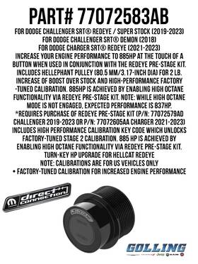 Mopar 77072583ab New Genuine Redeye Performance Stage Kit 2 2019-2023 Oe
