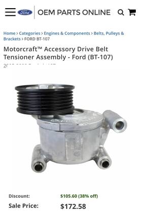 Motorcraft Bt-107 Belt Tensioner Assembly For Ford