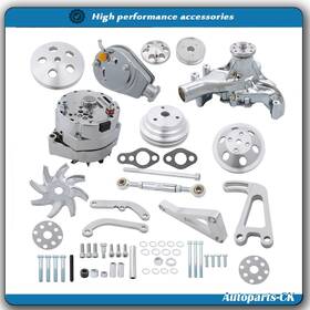 Munirater Ack4016114 Sbc For Chevy Chrome Pulley&bracket Alternator Power Steering Long Water Pump