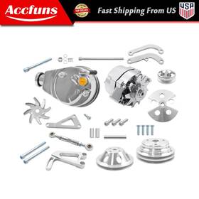 Munirater Afu71728f Alternator Power Steering Long Water Pump With Pulley And Bracket Kit Sbc For Chevy