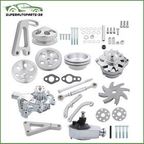 Munirater Sap350103p Sbc For Chevy Alum Pulley&bracket Kit Alternator Power Steering Long Water Pump