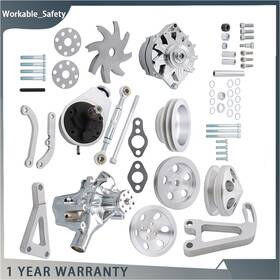 Nurniacl Ws3428390st Alternator Power Steering Long Water Pump For Chevy Sbc With Pulley Bracket Kit