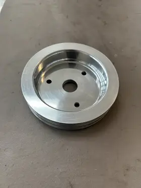 R8843 Racing Power Big Block Chevy Crank Pulley Short Water Pump 2 Groove Polished