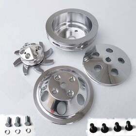Rodspeedracing Rsrpkp001 Sb Chevy Pulley Set Long Water Pump Kit Alternator Power Steering