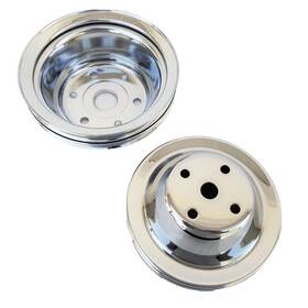 Rodspeedracing Rsrs12357461 305 350 Small Block Chevy 2 Groove 2v V-belt Chrome Pulleys Set Long Water Pump