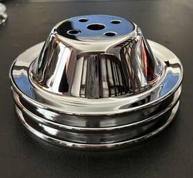 Rsring Rsru90190 Chrome Water Pump Pulley 2 Groove For Chevy Short 283 327 350 400 Swp