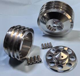 Rsring Sfk3 Billet Aluminum Ford V-belt Pulley Kit 302 351w 351c 400 400m 3 Groove Mustang