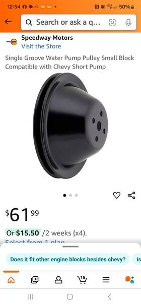 Speedway Motors 91039600 Single Groove Water Pump Pulley Small Block Compat With Chevy Short