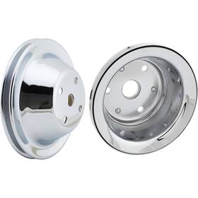 Speedway Motors 9108698 Small Block Fits Chevy Chrome Single Groove Pulley Set Long Pump